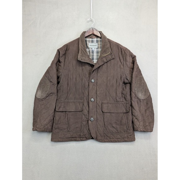 Johnston Murphy Full Zip Mens Quilted Jacket Size XL Brown Corduroy Collar - Picture 1 of 9